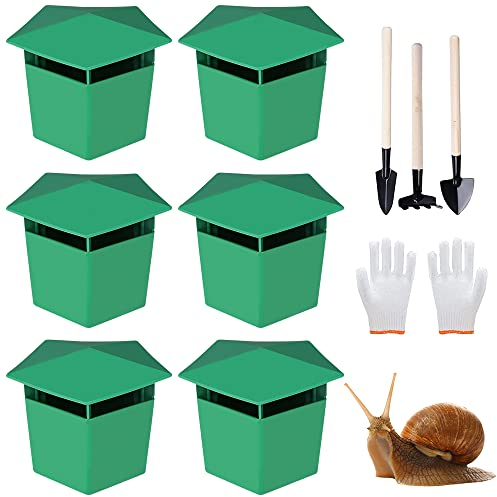 BNGXR Schneckenfallen, 6er-Set Bio Schneckenfallen ohne Chemie und Gift, Schneckenabwehr mit Grabwerkzeug und Handschuhen Schützt Pflanzen, Um Besser Zu Werden