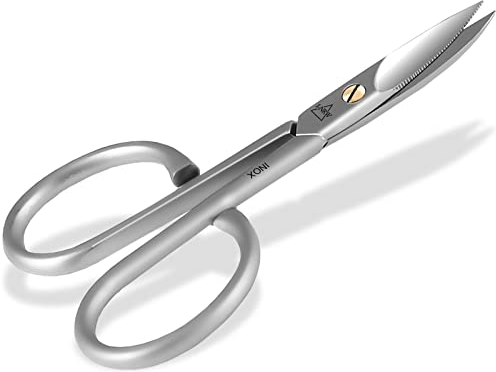 Nagelschere mit einseitiger Mikroverzahnung Fußnagelschere Edelstahl Rostfrei Maniküre Pediküre Schere mit großen Fingerlöchern Nagelschneider mit gebogener Schnittfläche für Fußpflege und Nagelpflege