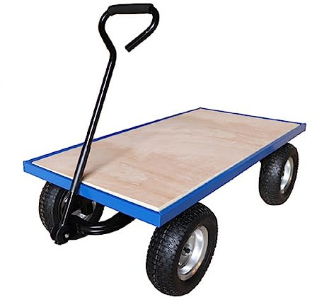 Workhorse General Purpose Platform Truck – 450kg Capacity | Plywood Base | Pneumatic REACH Compliant Wheels | Heavy Duty Trolley with Loop Handle