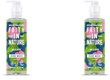 Faith In Nature Natural Wild Rose Hand Wash, Restoring, Vegan and Cruelty Free, No SLS or Parabens, 400 ml (Pack of 2)