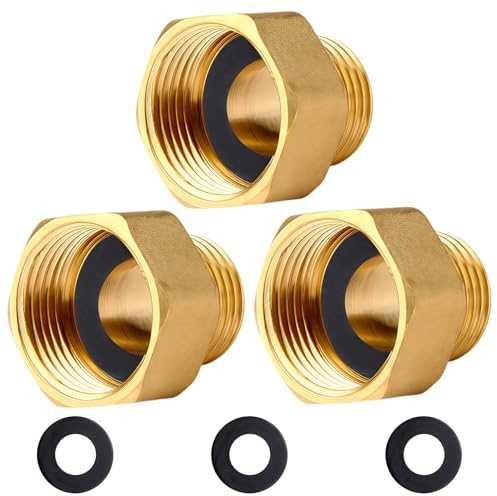 OMZSXK Prolunga di riduzione 3/4 interno x 1/2 esterno in ottone, 3 pezzi adattatore riduttore 3/4 pollici filettatura interna su filettatura esterna da 1/2 pollici, nipplo in ottone riduce IG/AG con