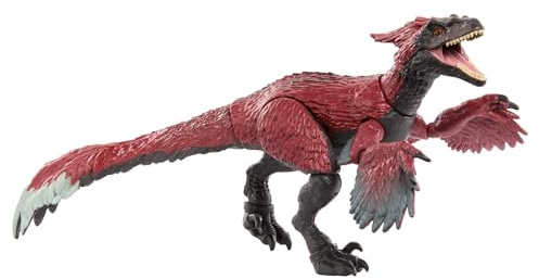 Mattel Jurassic World Hammond Collection Dinosaur Action Figure Toy, Pyroraptor Dino Toy with 14 Articulations, Glass Eyes & Wired Tail