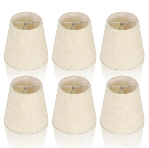 6 Pantallas De Lámpara Con Clip, 5,5x5,2x3,5In Pantalla De Lámpara Pequeña Con Clip En Bombilla Pantallas De Tela De Lino Para Lámparas De Mesa Pantalla De Lámpara De Araña Para Dormitorios Y Salones