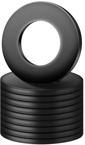 BOUMVID Rondelles Plates M16 x 30 mm, 10 Pièces en Acier au Carbone Noir, Washer Plat pour Réparations à la Maison
