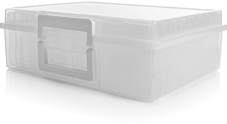 BigDean Fotoaufbewahrungsbox Foto Organizer Box für 10x15cm Foto Aufbewahrungsbox 16 innere Fotohalter Fächer für bis zu 1600 Bilder