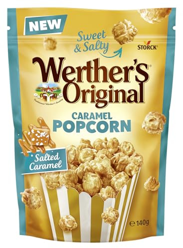 Werther's Original Caramel Popcorn Salted Caramel – 1 x 140 g – knuspriges Popcorn mit salzigem Sahne-Karamell-Überzug