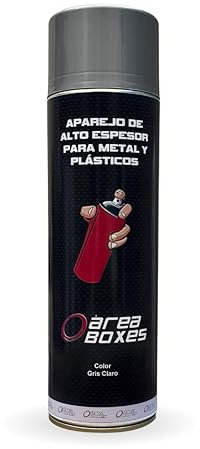 AREABOXES Pintura APAREJO En Spray, Alto Espesor, Poder De Relleno, Fácil Lijado. Uso Post Imprimación o Para Metal, Plástico, Madera, Etc. Aparejo P/Coche Calidad 2k. Aparejo 500Ml. (1, Gris Claro)