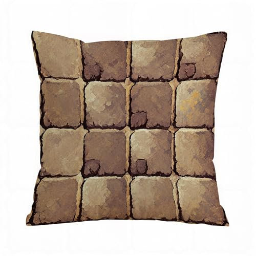 AELKSP Kissenbezug Kissenhülle Haus Dekorativ Für Jungen/Mädchen Wohnzimmer Schlafzimmer Sofa Stuhl Kissenbezüge,Textur Fliesenboden Dungeon Kopfsteinpflaster 2D-Rendering,45x45 cm