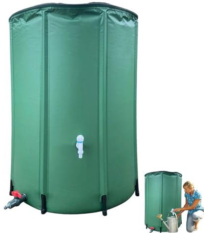 Mbiyhgta Barile per Raccolta Pioggia, collettore d'Acqua per barile Pioggia,Raccoglitore d'Acqua Pieghevole con Rubinetto - Contenitore da Giardino di Grande capacità con Raccolta Pioggia per