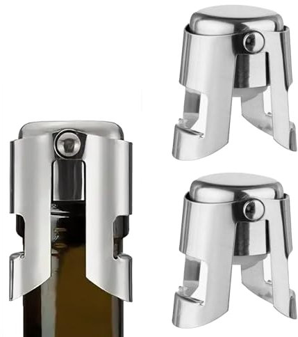 2pcs Champagne Stoppers,Champagne Stopper with Stainless Steel,Reusable Bottle Saver Sealer Vacuum Sealed Wine Stoppers,Champagne Saver Plug,for Wine Champagne Beer Collection,Sparkling Wine Bottles