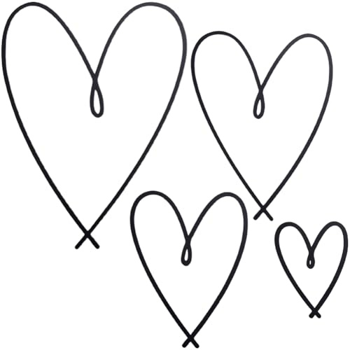 GORGECRAFT 4pz Metallo Cuore Arte da Parete Minimalista Acciaio Nero Segno Amore Cuori Decorazione da Parete Appeso Sculture Ornamento per Camera da Letto Soggiorno Ufficio Casa San Valentino