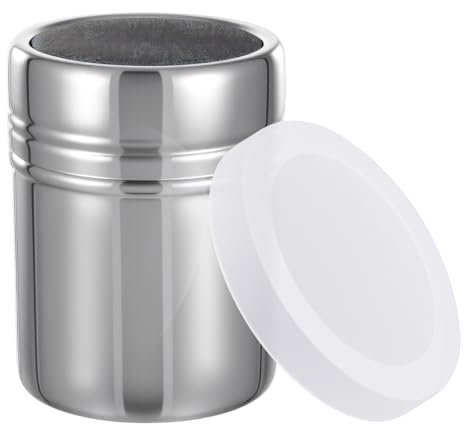 JJUNW Spargitore per zucchero a velo, in acciaio inox, con coperchio, per cappuccino, in acciaio inox, copertura per cioccolato, zucchero a velo, sale, cacao, farina di caffè(L)