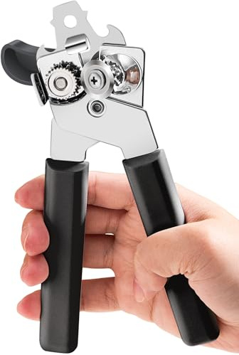 COKORA Can Opener Manual, Hand Held Tin Openers Smooth Edge, Black | Comfort Anti-Slip Handles, Easy-to-Turn Knob, Sharp Cutting Blade, Ideal for Seniors & Arthritis, Basic Kitchen Tool