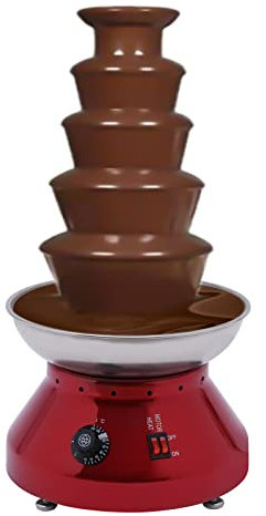 YUNRUX Fontana di cioccolato di fusione elettrica a 5 ripiani, 4 l, fontana di cioccolato 30-110 ℃, fontana di cioccolato con coclea in acciaio inox, per un perfetto flusso di cioccolato, rosso
