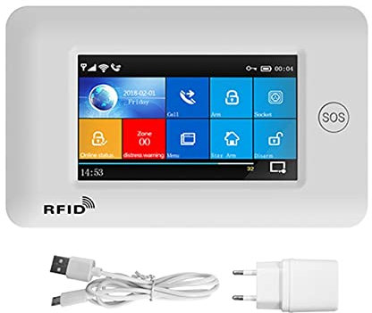 Sistema di sicurezza domestica, PG106 4G Wireless GPRS Touch Screen Sistemi di allarme di sicurezza antifurto casa intelligente con sensore porta rilevatore di fumo sirena(Set-A)