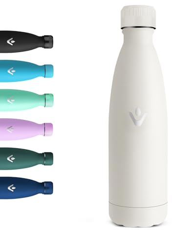 Motswedi Borraccia Termica 500 ml, Senza BPA, Bottiglia Termica, 18/8 Acciaio Inox, Borracce Termiche, Doppia Parete, Bottiglia Acqua, Borraccia per Palestra, Scuola, Sport, Ufficio, Bianco Sporco