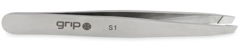Grip Slanted Tip Tweezers Stainless Steel S1 for Brows & Facial Hair | Hand-aligned tips, grips the finest hair, professional-grade build