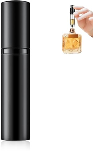 Coco Berming Vaporisateur Parfum Rechargeable, Flacon Vide de Voyage 5ml, Mini Atomiseur Portable pour Femme Homme, Spray de Sac Facile à Remplir (Noir x 1)