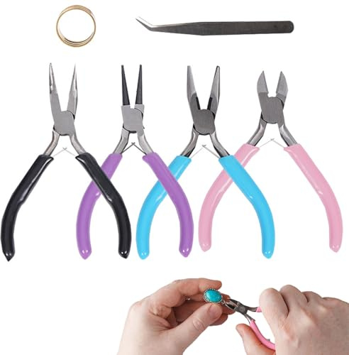 6pcs Pince Bijoux Creation,Pince Bijoux,Pince Pour Bijoux,Pince A Bijoux,Petite Pince,Fabrication Bijoux,Pince À Bijoux,Pince Perle,Coupe-Fil Pour La Découpe De Bijoux