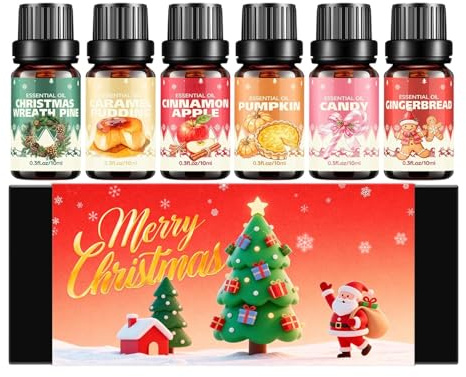 Huile Parfumée de Noël | 6 Pièces Senteurs pour Fabrication de Savon - Huiles d'Aromathérapie de Noël,Pour Massage Corporel Fêtes Hiver Salon Salle De Bain Méditation Spa Yoga