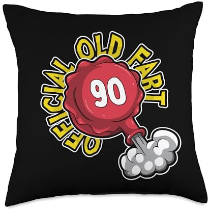 90th Birthday Official Old Fart Funny Red Whopee Cushion Throw Pillow