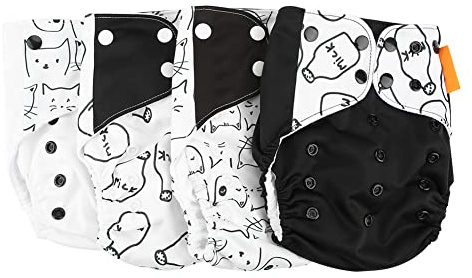 TOPINCN Tygblöjöverdrag Justerbar Tvättbar Återanvändbar Blöjöverdrag för Bebisar 0-2 år Tillverkad Av Mjuk Polyester 4st