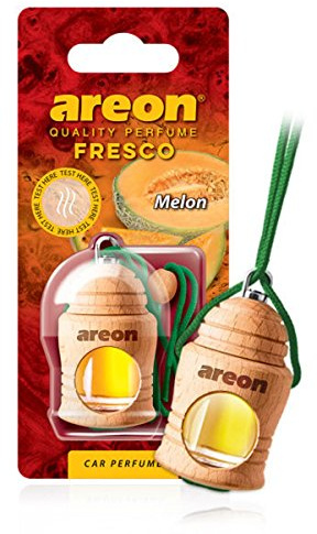 AREON Fresco Auto Duft Melone Glas Duftflakon Flakon Holz Hängend Anhänger Spiegel Grün 4ml (Pack x 1)