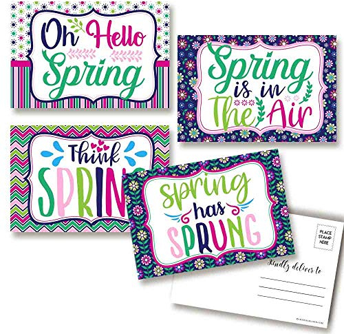 Amanda Creation Spring Postcards, Happy Spring Cards, 20 Pack 4x6 Blank Fill-In Notes for Friends & Family, Seasonal Greeting Cards for Sending Cheer, Bright Colorful Postcard Designs