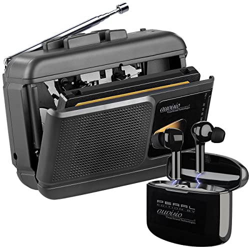 auvisio Diktiergerät: Mobiler Kassettenspieler, Bluetooth-Transmitter + In-Ear-Headseat (Kassettenrekorder Bluetooth, Kassetten-Recorder, Sprachaufzeichnung)