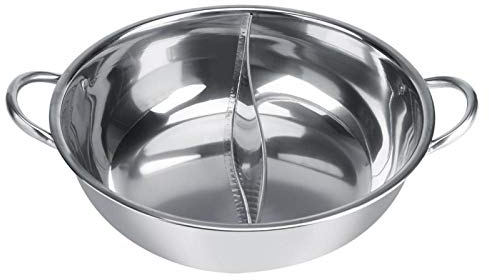Chinesisches doppelseitiges Topfset, Alvinlite Edelstahl-Topfset Shabu Shabu Hot Pot für Induktionsherd(32cm)