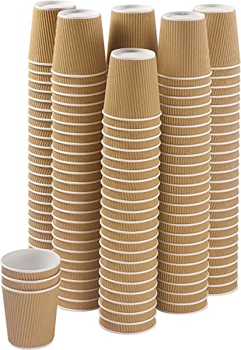 EcoWise | 50 x 12 Oz Ripple Cup | 340 ml | Brown | Kraft - 3 Ply | 100% Natural and Recyclable | Eco-Friendly | Drinking | Hot Coffee, Tea, Cappuccino & Cold Drinks | Disposable - by Best House