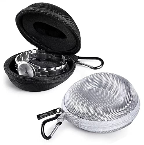 BHSKJSZ Travel Case for Men and Women - Portable Single Watch Storage Box and Organizer for Wristwatches and Smart Watches - Good Helper for Your Travel - Black/Silver