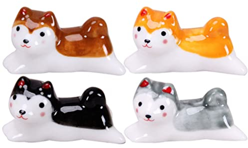 BESTonZON Tischständer 4 Stück Essstäbchenablage Aus Keramik Messerbänkchen Ornamente Kleiner Hund Chinesische Essstäbchen