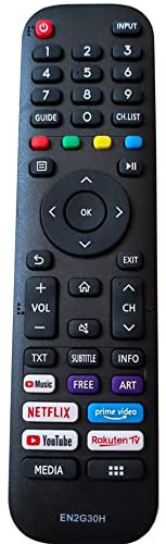 FYCJINuovo Sostitutivo Telecomando Hisense EN2G30H per Hisense Smart-TV LCD LED UHD Telecomando avere Netflix Prime video YouTube Rakuten-TV tasto di scelta rapida- Nessuna impostazione richiesta