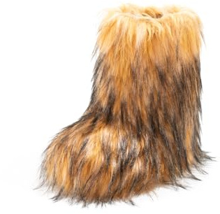IXU Women's Faux Fur Boot Furry Fluffy Round Toe Suede Snow Winter Women Boots Comfy Plush Warm Short Outdoor Indoor Flat Shoes Mid-Calf Boots
