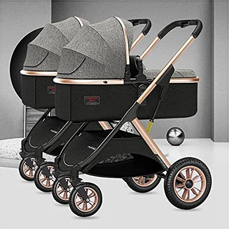 Passeggino doppio con ombrello tandem,Passeggino gemellare for carrozzina for bambini,Passeggino doppio for neonati affiancato,Passeggino for bambini gemelli, Passeggino pieghevole a doppio sedile ( C