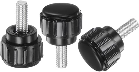 QUARKZMAN 40pz M4 x 10mm Manopole Filettate Maschio, Viti a Testa Zigrinata Manopole Bloccaggio Impugnatura Manopole a Testa Tonda Plastica Zigrinata, Nero