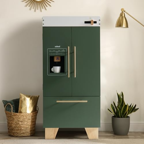 ROBUD Kinder Kühlschrank Holz, Kinderküche Zubehör Holz Spielküchen Set mit Getränkeautomat - Simulation Spielkühlschrank Rollenspiel Spielküche Zubehör, Kinder Küche Geschenke