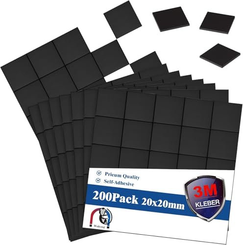 Wukong Placas magnéticas autoadhesivas, 10 x 10 mm, 200 unidades con adhesivo 3M, imanes autoadhesivos, imanes planos, lámina magnética flexible autoadhesiva para fotos y más