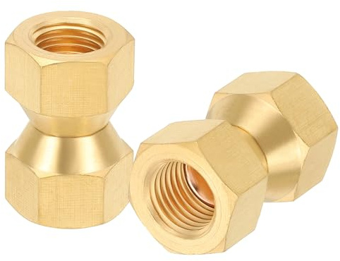 PATIKIL Adattatore girevole in ottone svasato femmina da 1/4 femmina da 1/4, 2 raccordi per tubi in ottone femmina con dado girevole femmina per tubo flare raccordo valvola connettore per