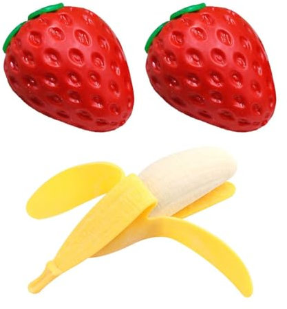 HDGSAFD 2 Pièces De Jouet À Presser À La Fraise Et 1 Pièce De Jouet À Presser À La Banane, Jouet À Presser Créatif, Jouet Amusant pour Enfants, Jouet Anti-Stress