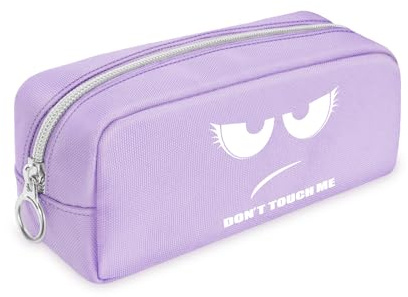 FINPAC Astuccio Scuola con 1 Scomparto, Grande Astucci per Matite, Portamatite Organizzatore per Studenti Ragazze Ragazzi Donne, (Lilla Don't Touch)