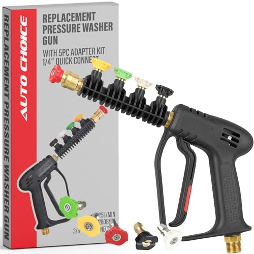 Xtremeauto Replacement Pressure Washer Handle – 4000 PSI Gun with 1/4” Quick Connect, 3/8” BSP Inlet & 5 Nozzle Tips – Power Washer Trigger Gun for Driveways, Cars, Patios – Universal Fit
