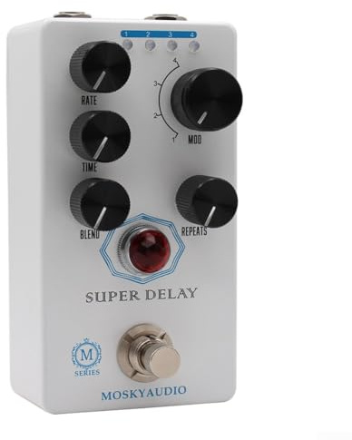 Pedale effetto chitarra Super Delay con 4 opzioni di modulazione, ritardo nastro stile analogico per toni vintage, True Bypass, custodia interamente in metallo, Compat
