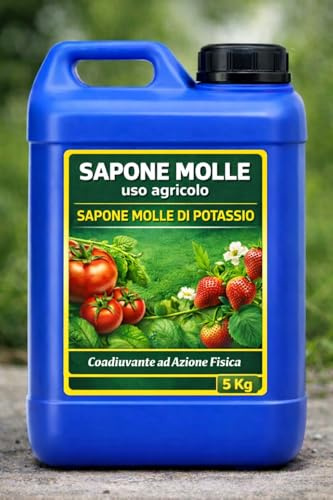 NATURII Sapone Molle di Potassio 5 kg concentrato da diluire Uso Agricolo Azione Fisica uso Fogliare Orto, Frutteto e Piante Ornamentali insetti funghi