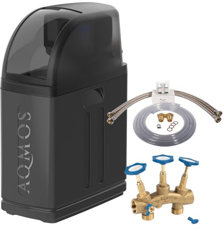 Aqmos R2D2-32 BLACK EDITION Wasserenthärtungsanlage mit Anschlussset 1 und Montageblock 1 | Enthärtungsanlage für Haushalte bis zu 3 Personen | Entkalkungsanlage Entkalker für weiches Wasser