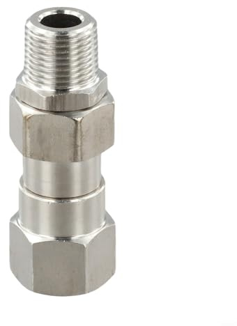 Articulación giratoria de acero inoxidable para limpiador de alta presión 360° NPT 3/8 pulgadas a 3/8 pulgadas y 1/4 pulgadas a 1/4 pulgadas conexión de manguera de rosca plata (3/8)