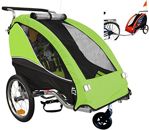 PAPILIOSHOP Fox – Klappbarer Kinderwagen und Fahrradanhänger für 1 Kind, Multifunktional als Jogger und Kinderanhänger, Ideal für Outdoor-Aktivitäten und Familienausflüge (Grün)
