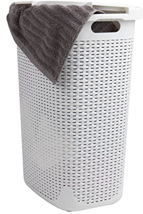 Mind Reader 60L Slim Laundry, White 60 Liter Hamper