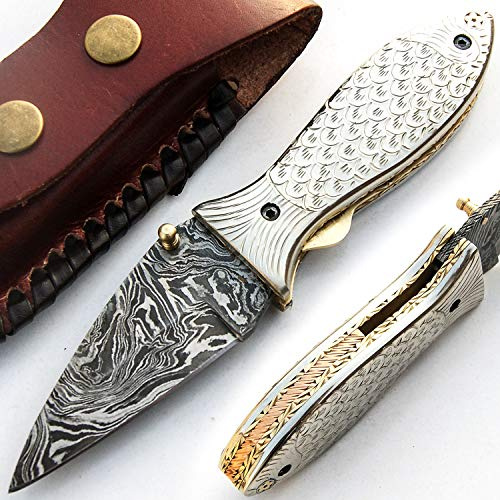 PAL 2000 KNIVES Cuchillo Hecho a Mano de Acero Damasco con Vaina Cuchillo de Colección - Cuchillo Cocinero - Cuchillo de Cocina - Coleccionable - Cuchillo de Regalo 9516